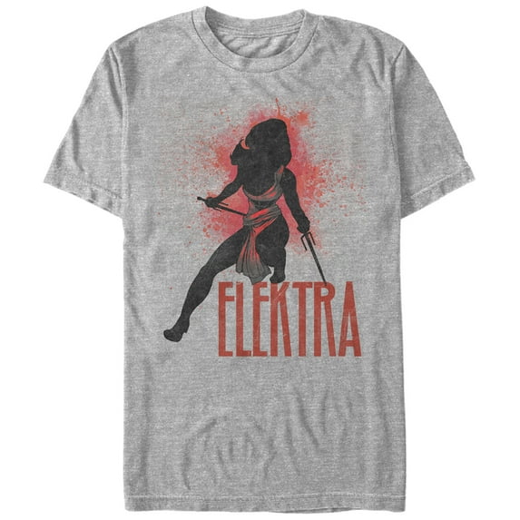 Men's Marvel Elektra Spray Paint Print Graphic Tee Athletic Heather Large