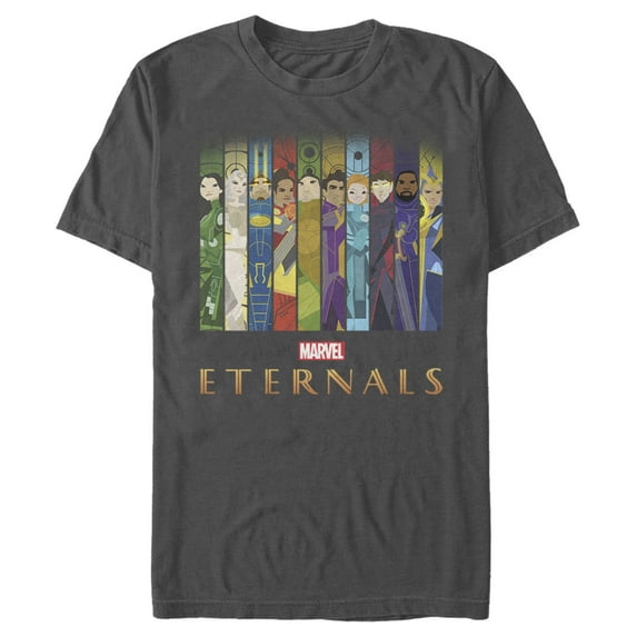 Men's Marvel Eternals Animated Vertical Boxes Poster Graphic Tee Charcoal Medium