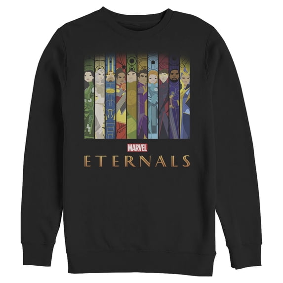Men's Marvel Eternals Animated Vertical Boxes Poster Sweatshirt Black Small