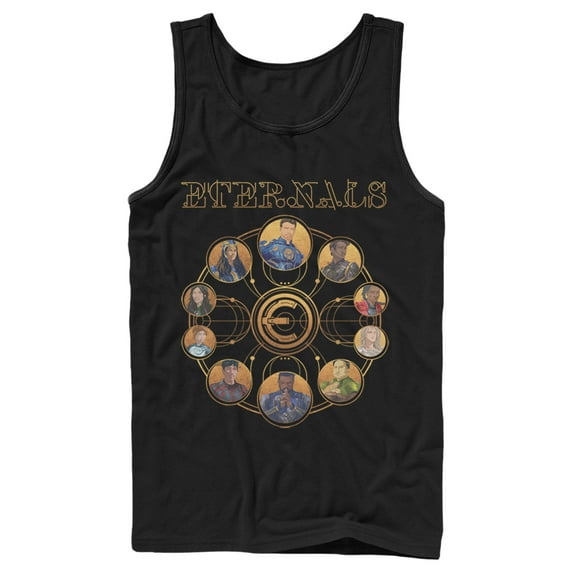 Men's Marvel Eternals Circular Gold Tank Top Black Large