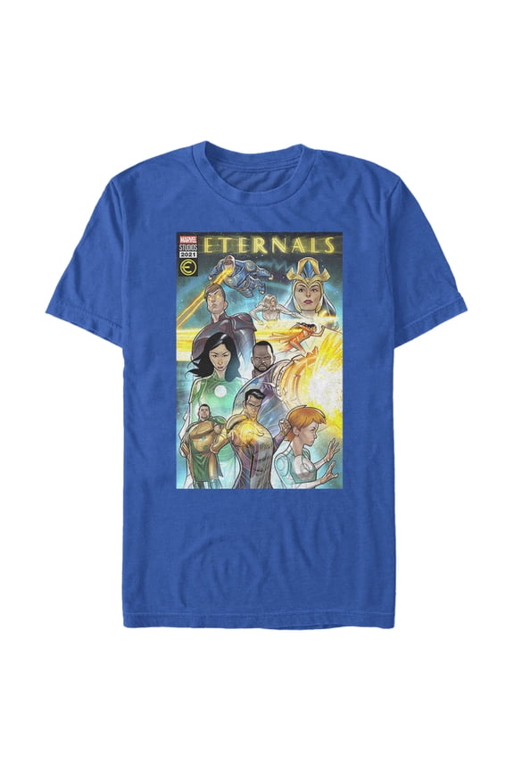 Men's Marvel Eternals Comic Book Cover Graphic Tee Royal Blue Large