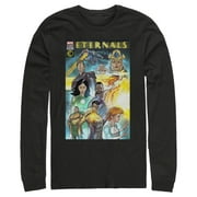 Men's Marvel Eternals Comic Book Cover  Long Sleeve Shirt Black 2X Large