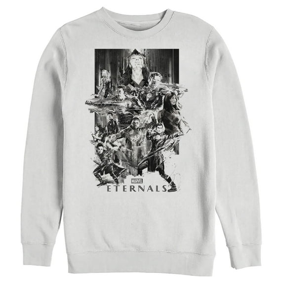 Men's Marvel Eternals Greyscale Poster Sweatshirt White Small