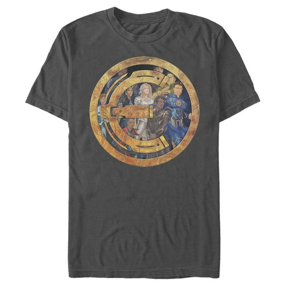 Men's Marvel Eternals Group Gold Badge  Graphic Tee Charcoal X Large