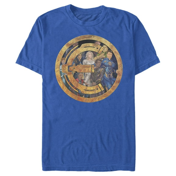 Men's Marvel Eternals Group Gold Badge  Graphic Tee Royal Blue 3X Large