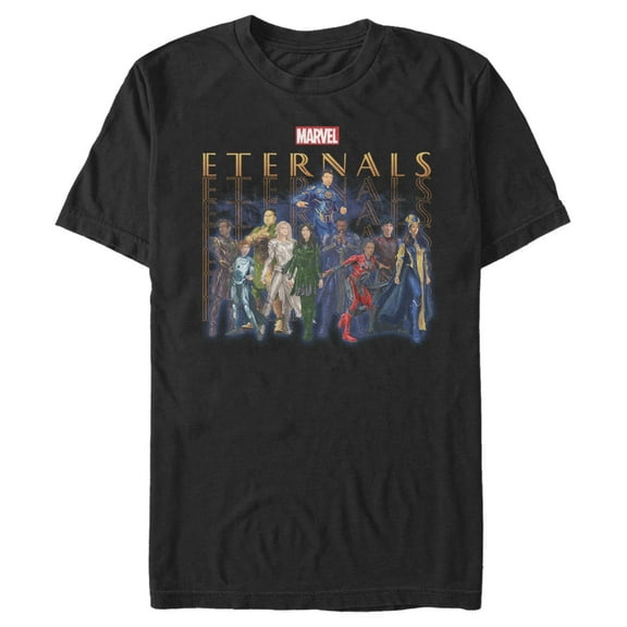 Men's Marvel Eternals Group Repeating  Graphic Tee Black Medium