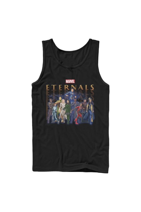 Men's Marvel Eternals Group Repeating Tank Top Black Large