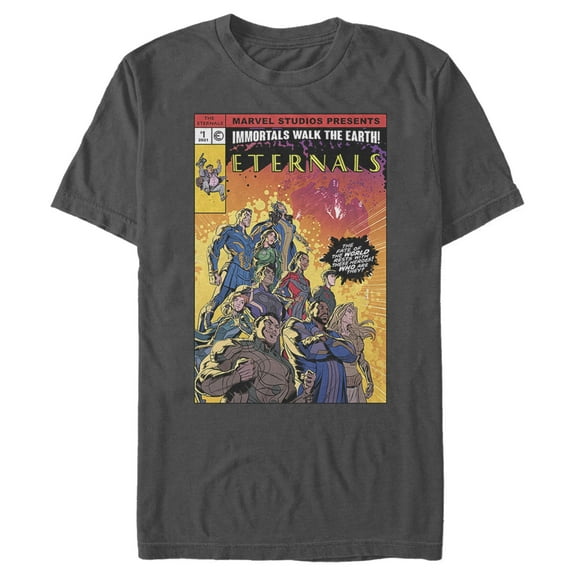 Men's Marvel Eternals Heroes Comic Book Cover  Graphic Tee Charcoal Small