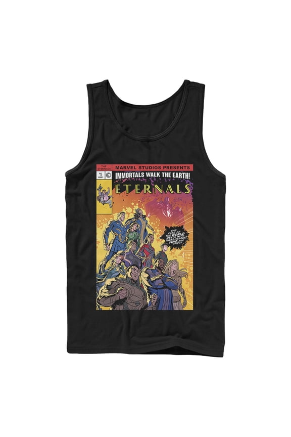 Men's Marvel Eternals Heroes Comic Book Cover Tank Top Black Small