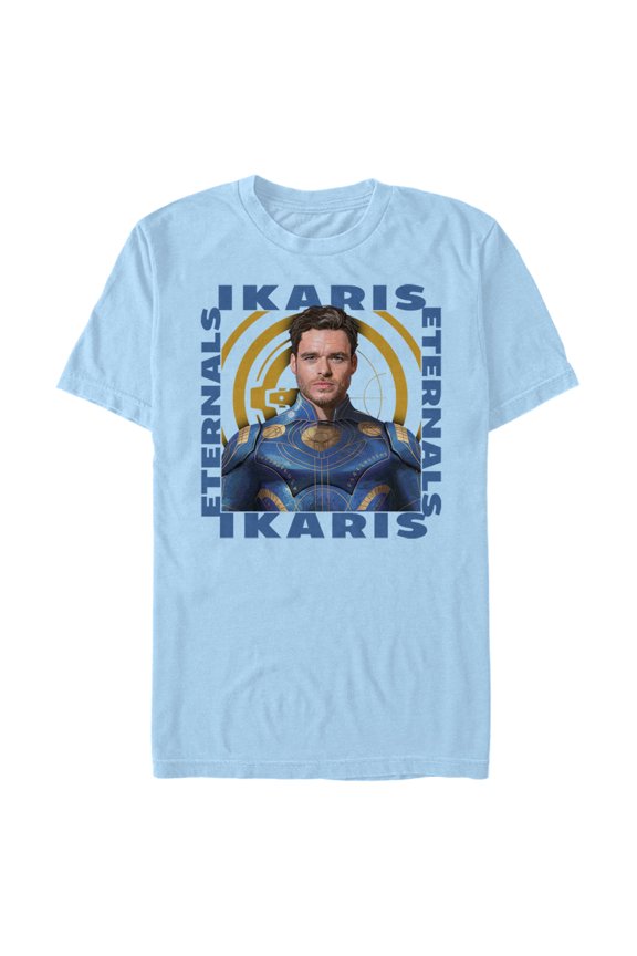 Men's Marvel Eternals Ikaris Hero Box Graphic Tee Light Blue Large