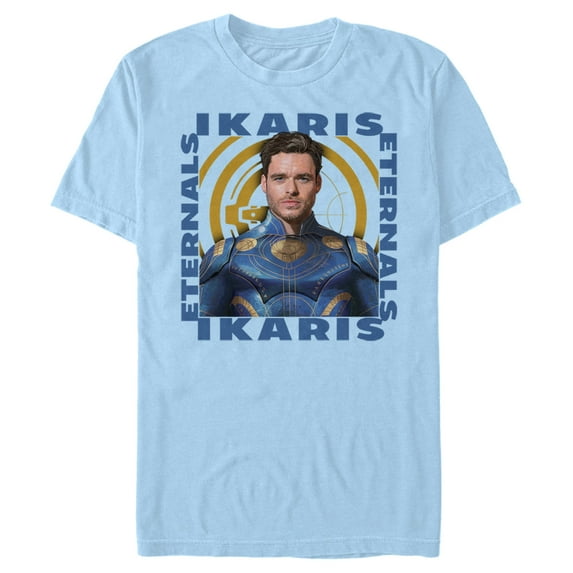 Men's Marvel Eternals Ikaris Hero Box Graphic Tee Light Blue Medium