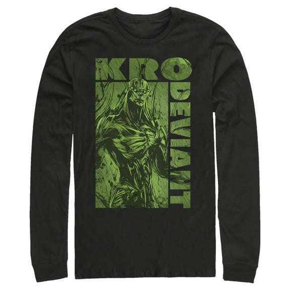 Men's Marvel Eternals Kro Deviant Green  Long Sleeve Shirt Black Medium