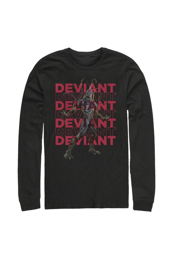 Men's Marvel Eternals Kro Deviant Repeating Long Sleeve Shirt Black Large