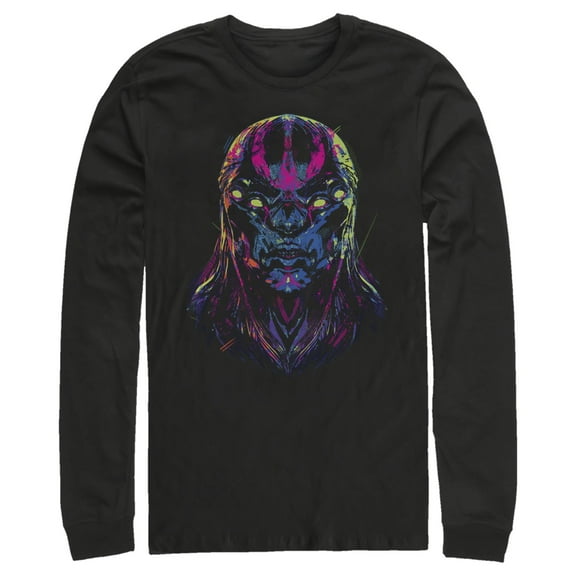 Men's Marvel Eternals Kro Devious Face  Long Sleeve Shirt Black Large