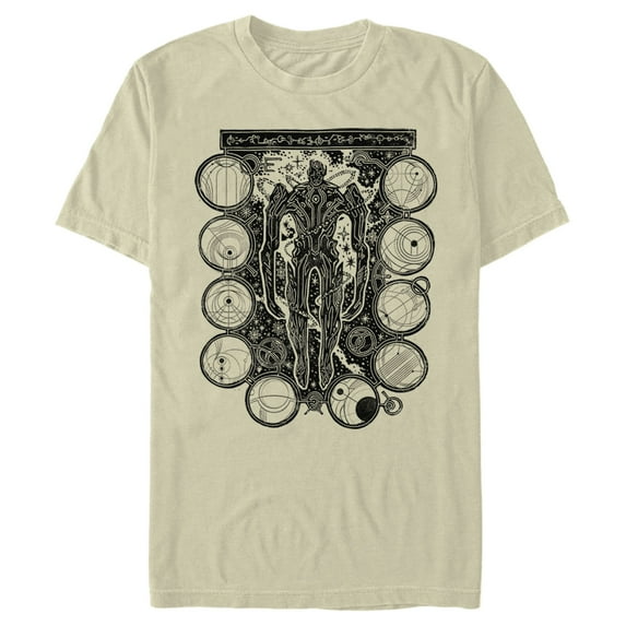 Men's Marvel Eternals Kro Wood Stamp Circles Graphic Tee Cream Medium