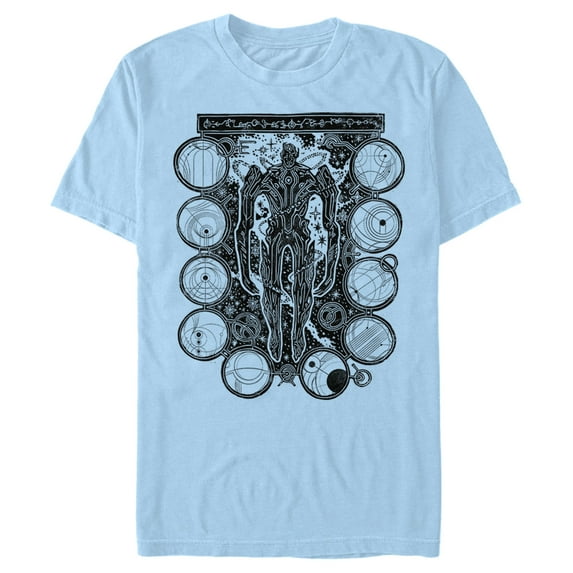 Men's Marvel Eternals Kro Wood Stamp Circles Graphic Tee Light Blue X Large