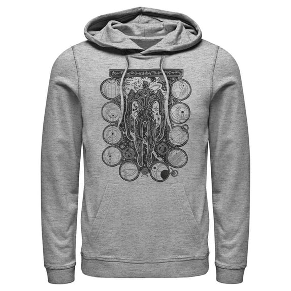 Men's Marvel Eternals Kro Wood Stamp Circles Pull Over Hoodie Athletic Heather 3X Large