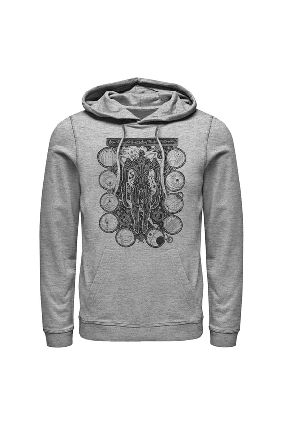 Men's Marvel Eternals Kro Wood Stamp Circles Pull Over Hoodie Athletic Heather Large