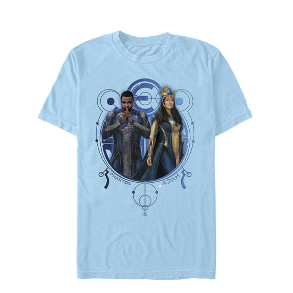 Men's Marvel Eternals Phastos and Ajak Duo  Graphic Tee Light Blue 2X Large