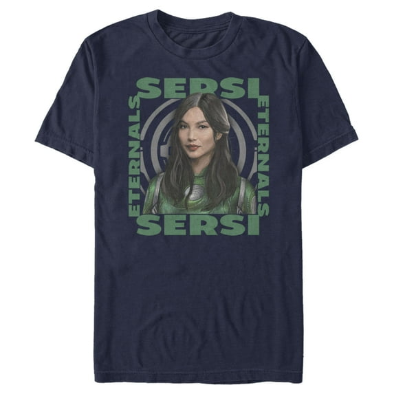 Men's Marvel Eternals Sersi Hero Box Graphic Tee Navy Blue 3X Large