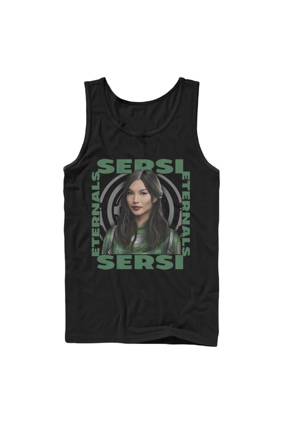 Men's Marvel Eternals Sersi Hero Box Tank Top Black Large