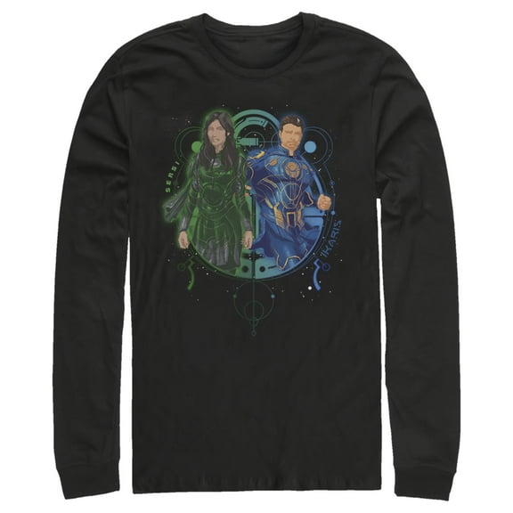Men's Marvel Eternals Sersi and Ikaris Duo  Long Sleeve Shirt Black Large