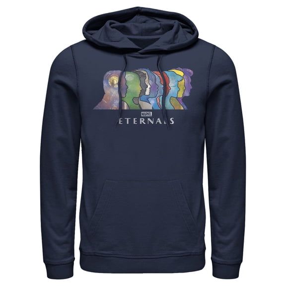 Men's Marvel Eternals Silhouettes  Pull Over Hoodie Navy Blue 2X Large