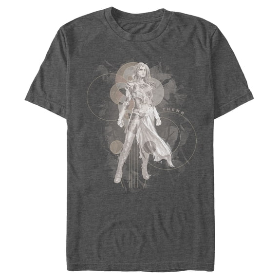 Men's Marvel Eternals Thena Circles Graphic Tee Charcoal Heather X Large
