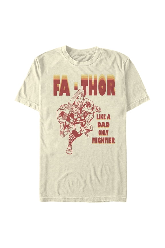 Men's Marvel Fa-Thor Like a Dad Only Mightier Comic Thor  Graphic Tee Beige Small
