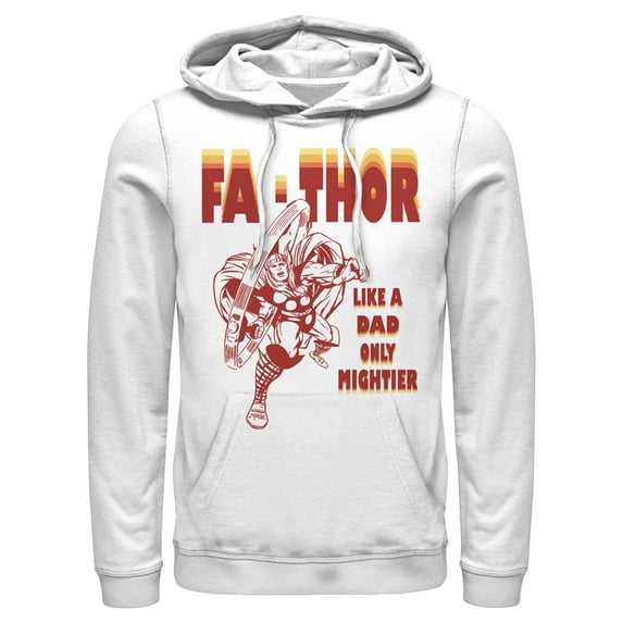 Men's Marvel Fa-Thor Like a Dad Only Mightier Comic Thor Pull Over Hoodie White 3X Large
