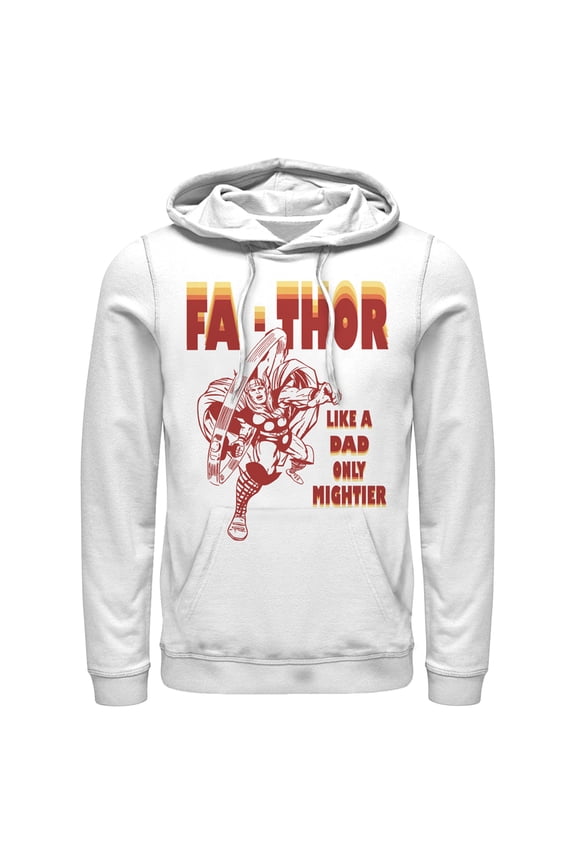Men's Marvel Fa-Thor Like a Dad Only Mightier Comic Thor Pull Over Hoodie White Large