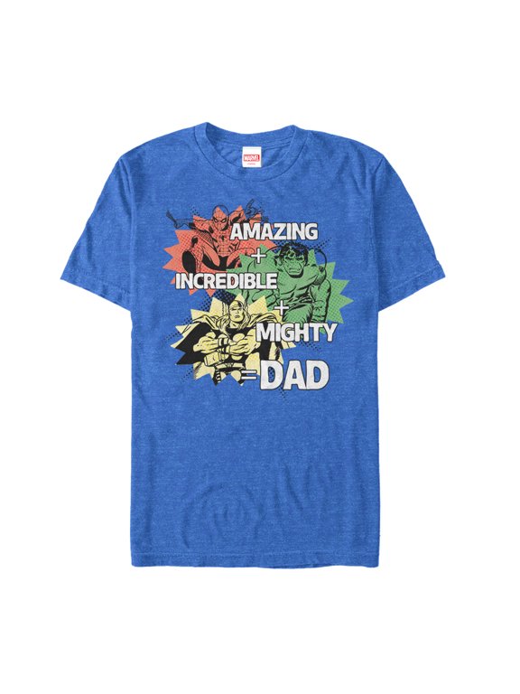 Men's Marvel Father's Day Avengers Dad Qualities Graphic Tee Royal Blue Heather 3X Large