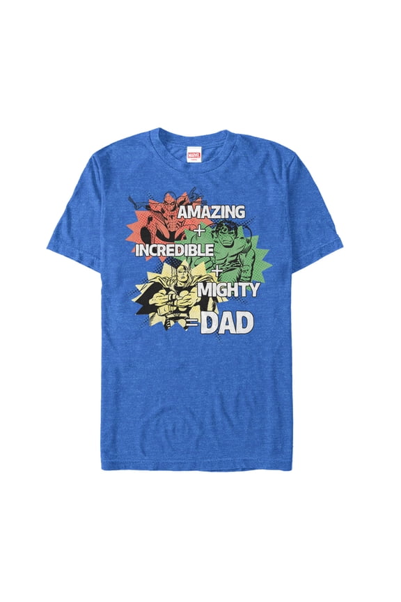 Men's Marvel Father's Day Avengers Dad Qualities Graphic Tee Royal Blue Heather 3X Large