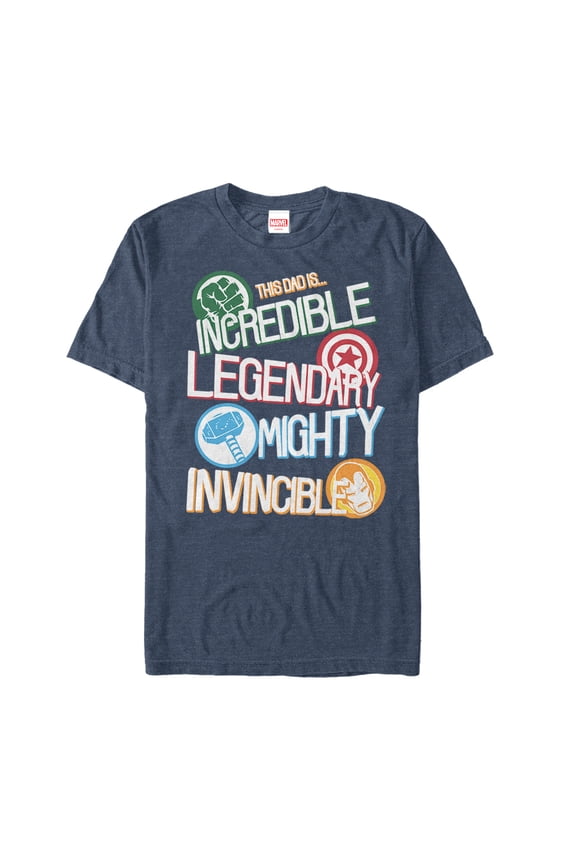 Men's Marvel Father's Day Avengers Dad Words Graphic Tee Navy Blue Heather 4X Large