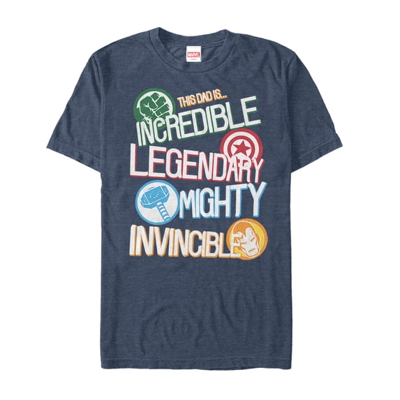 Men's Marvel Father's Day Avengers Dad Words Graphic Tee Navy Blue Heather X Large