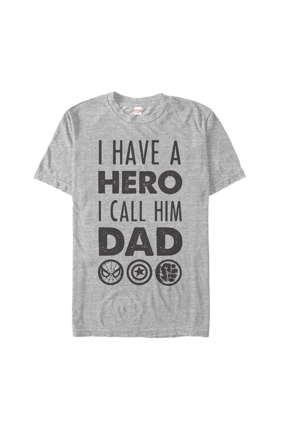 Men's Marvel Father's Day Avengers Hero Dad Graphic Tee Athletic Heather Small