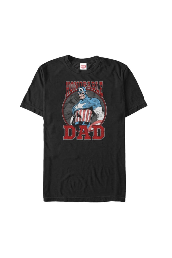 Men's Marvel Father's Day Captain America Honorable  Graphic Tee Black 2X Large