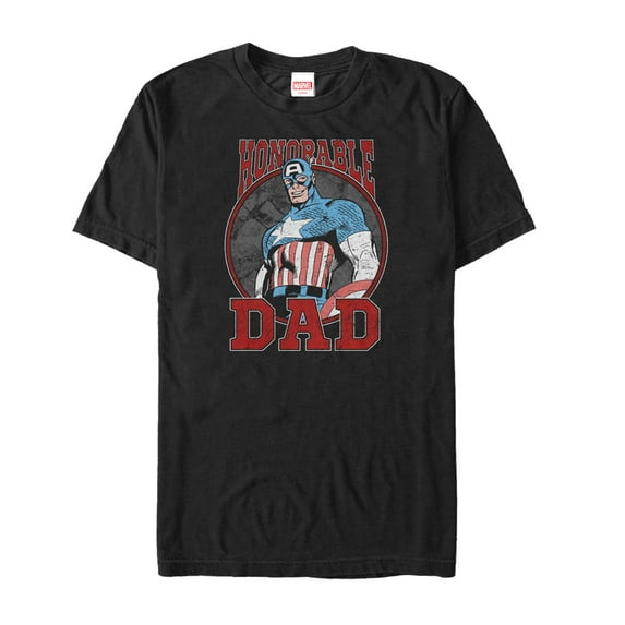 Men's Marvel Father's Day Captain America Honorable Graphic Tee Black X Large