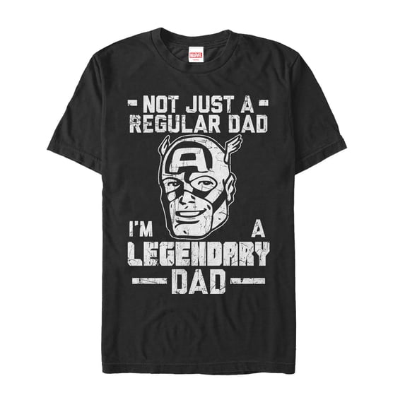 Men's Marvel Father's Day Captain America Not Regular Dad Graphic Tee Black 3X Large