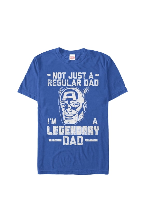 Men's Marvel Father's Day Captain America Not Regular Dad Graphic Tee Royal Blue Large