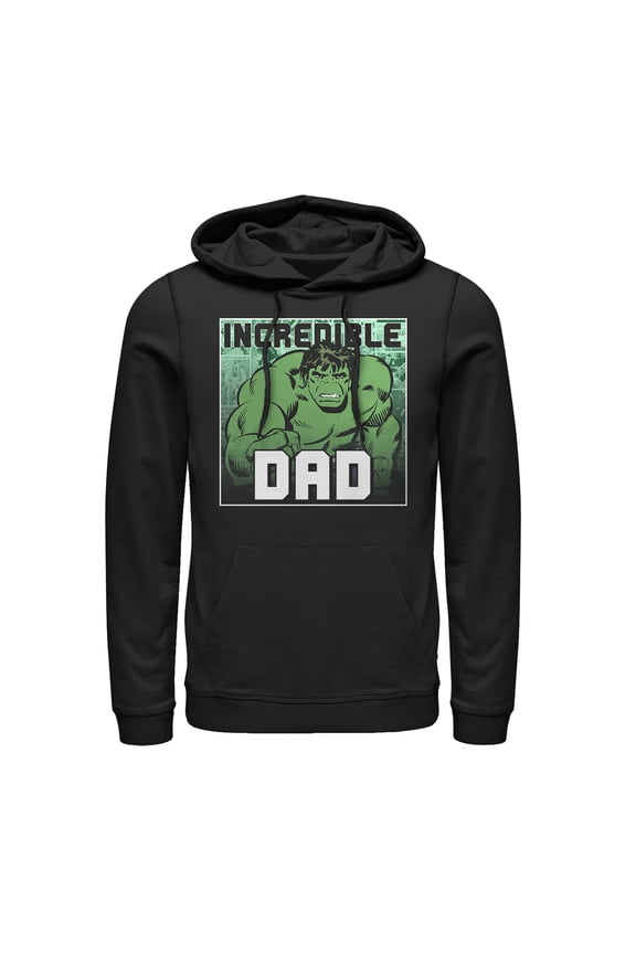 Men's Marvel Father's Day Hulk Incredible Dad  Pull Over Hoodie Black X Large