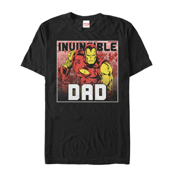 Men's Marvel Father's Day Iron Man Invincible Comic  Graphic Tee Black Medium