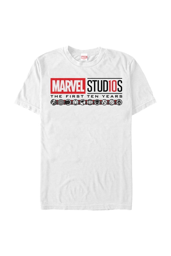 Men's Marvel First 10 Years Anniversary Icon Logo Graphic Tee White Large