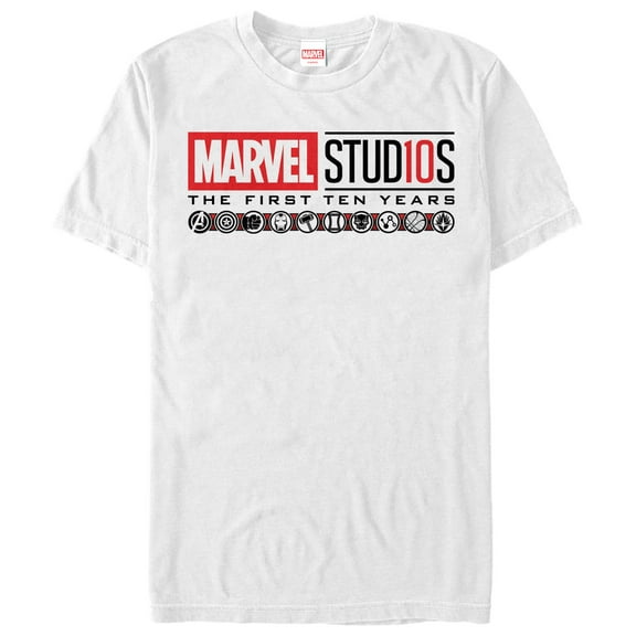 Men's Marvel First 10 Years Anniversary Icon Logo  Graphic Tee White X Large