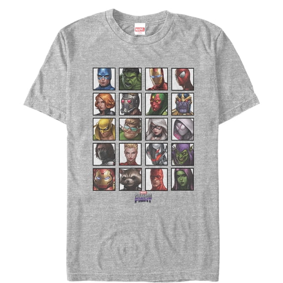 Men's Marvel Future Fight Character Panel Graphic Tee Athletic Heather 2X Large