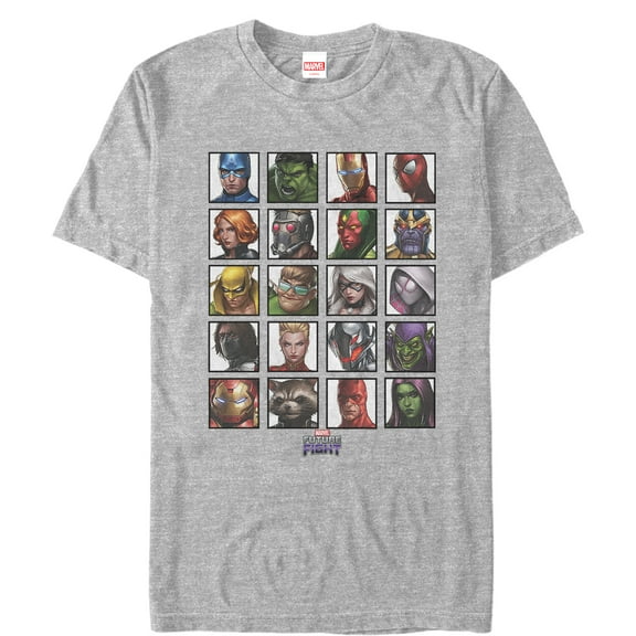 Men's Marvel Future Fight Character Panel  Graphic Tee Athletic Heather 3X Large