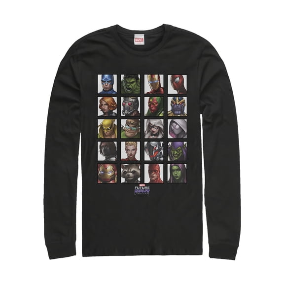 Men's Marvel Future Fight Character Panel Long Sleeve Shirt Black Large