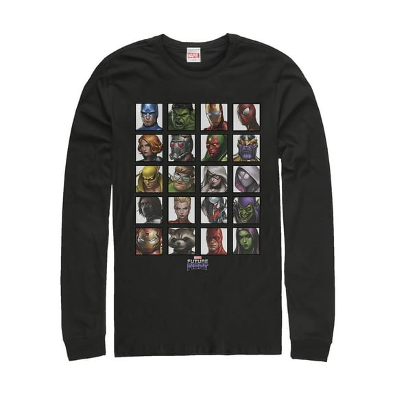 Men's Marvel Future Fight Character Panel  Long Sleeve Shirt Black Medium