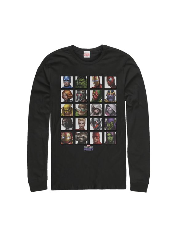 Men's Marvel Future Fight Character Panel Long Sleeve Shirt Black X Large