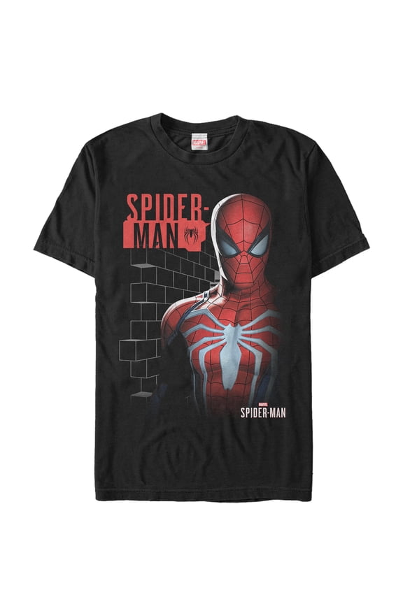 Men's Marvel Gamerverse Spider-Man Bricks Graphic Tee Black Medium